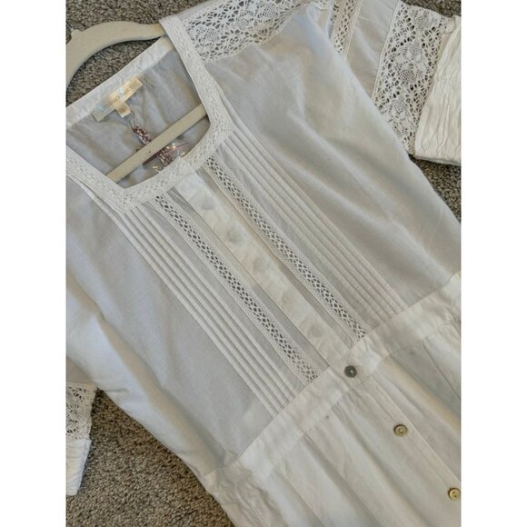 NWT LoveShackFancy Edie White Maxi Cotton Dress W/ Embroidery Lace Trims - Picture 5 of 12